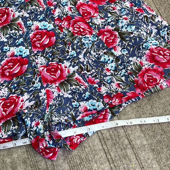 Vintage Romantic Peony Garden Floral Wide Short Romper Jumpsuit - Picture 6 of 12